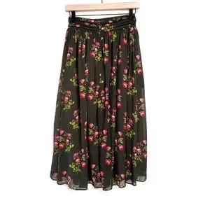 J. Crew Skirts J Crew Point Sur Olive Green Floral Maxi Skirt